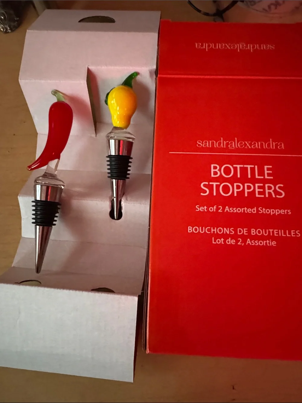 Red & Yellow Pepper Bottle Stoppers - Set of 2